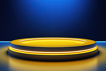 Abstract round podium illuminated with spotlight. Generative Aiの素材