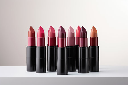 Lipsticks on table on light background. Generative Aiの素材