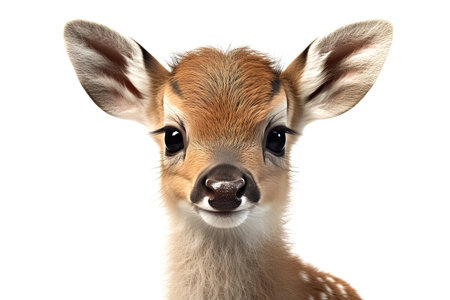 Portrait of a baby deer on white background. Generative Aiの素材