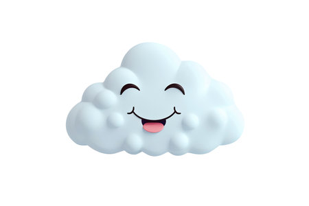 cartoon smiling cloud isolated on white background. Generative Aiの素材