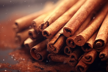 cinnamon sticks. selective focus. Generative Aiの素材