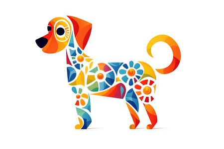 abstract colorful dog on white background. Generative Aiの素材