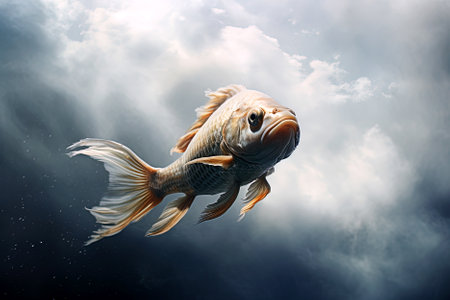levitating goldfish. Generative Aiの素材