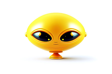 Funny yellow alien on white background. Generative Aiの素材