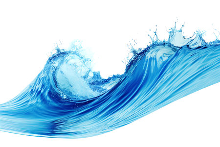 blue water splash on white background. Generative AIの素材