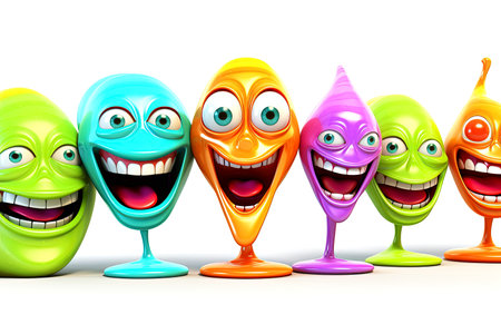 Colorful smiley faces on white background. Generative AIの素材