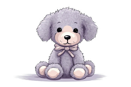 Cute cartoon dog sitting on a white background. Generative AIの素材