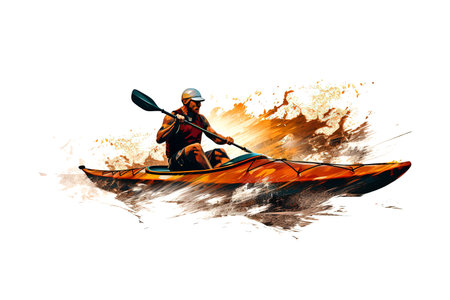 man in a kayak with a paddle. Generative AIの素材