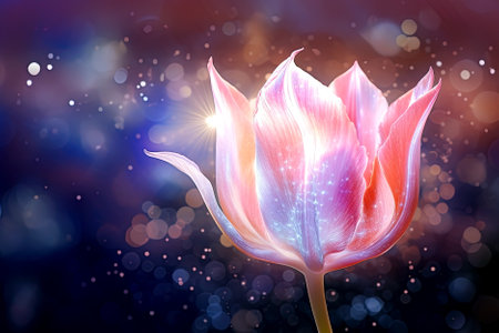 Pink tulip flower on bokeh background. Generative Aiの素材