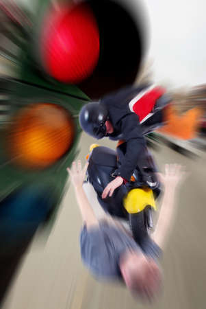 scooter accident crash down manの写真素材