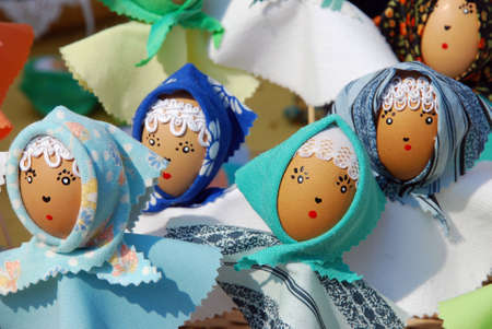 hand made easter eggs decorationの写真素材