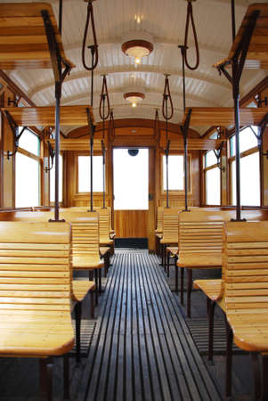 interior detail of city tramの写真素材