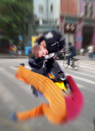 scooter accident crash down manの写真素材