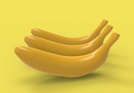 bananas and bunch of bananas.Isolated fruit on a white background.3d illustriationの写真素材