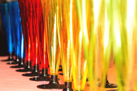 Colorful bright  long cocktail glasses background.の写真素材