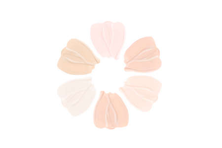 Flower shape base tone make-up cream stroke of different shades on isolated white.の写真素材