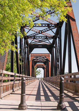 Panoramic view of Winters'  Historic Trestle Train Bridgeの写真素材