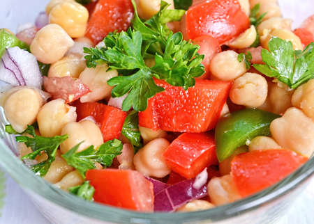 Closeup on garbanzo bean saladの写真素材