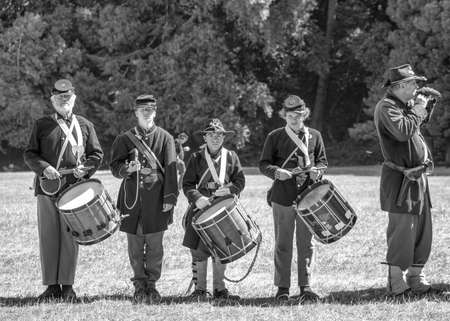 Duncan Mills, CA - July 15, 2017: Black and white rendering of a reenactement of the US Civil War. This event in Northern CA is one of the largest on the West Coast and happens every yearのeditorial素材