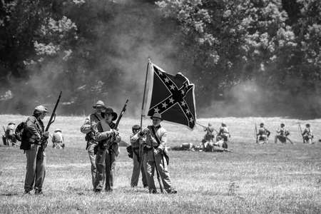 Duncan Mills, CA - July 15, 2017: Black and white rendering of a reenactement of the US Civil War. This event in Northern CA is one of the largest on the West Coast and happens every yearのeditorial素材