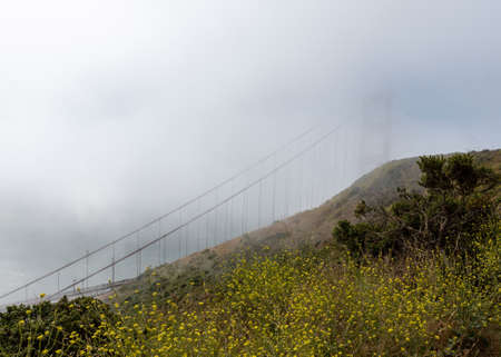 Close-up on the Golden Gate Bridge in the morning viewed from Battery Spencer, a Fort Baker site, on...
