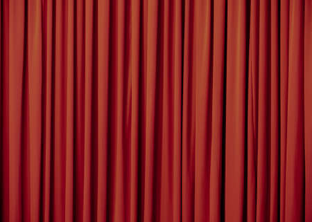 Red curtain background or backdrop copy-space, with folds and creasesの写真素材