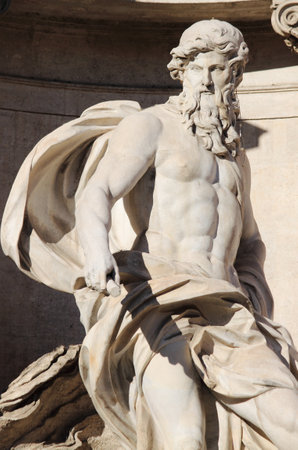 Statue of Neptune in the Trevi Fountain. Rome, Italyのeditorial素材