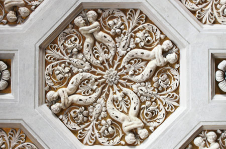 Detailed view of a renaissance lacunar