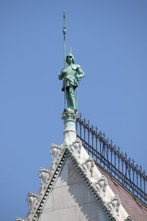 Gothic decoration on the top of the Hungarian Parliament building. Budapestのeditorial素材