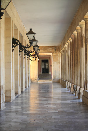 Colonnade in Corfu Island, Greeceのeditorial素材