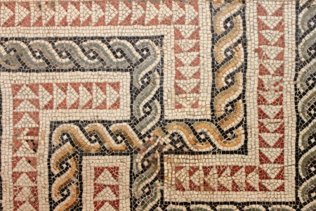 Closeup view of an ancient roman mosaic