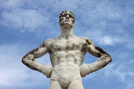 Statue of a Boxer in the Stadium of the Marbles in Rome, Italyの写真素材