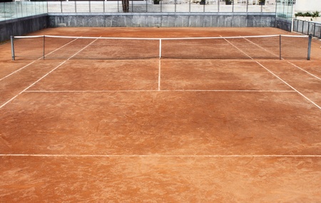 Empty clay tennis courtの写真素材