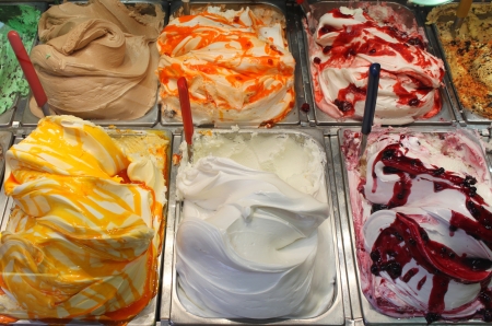 Different flavors of italian ice creamの写真素材