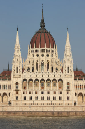 Budapest, Hungary - July 1, 2012: Facade of Parliament buildingのeditorial素材