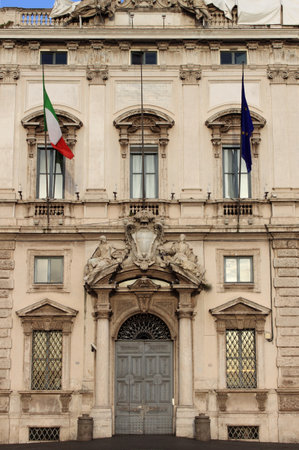 Rome, Italy - June 12, 2010: Facade of the Constitutional Court palaceのeditorial素材