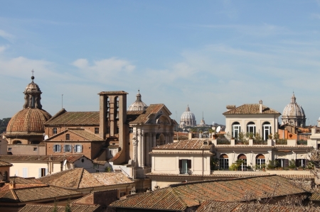 Urban scenic of Rome with domes and churchesの写真素材