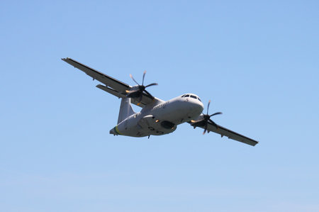 ROME - JUNE 3: An ATR42 of the italian financial police perform at the Rome International Air Show...