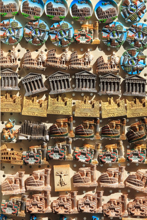 Souvenirs of Rome sold in a market stallのeditorial素材