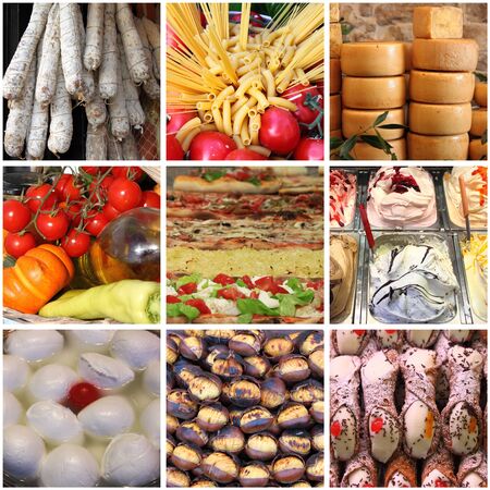 Collage of italian typical foodの写真素材