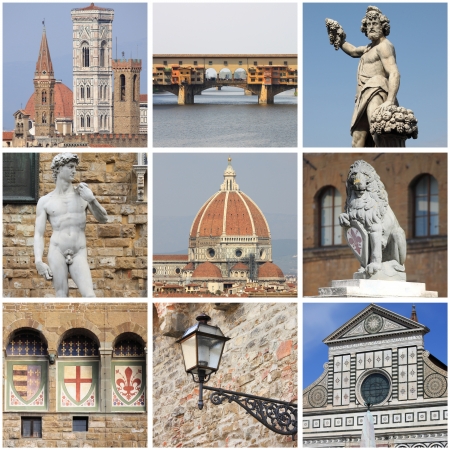 Collage of landmarks of Florence, Italyの写真素材