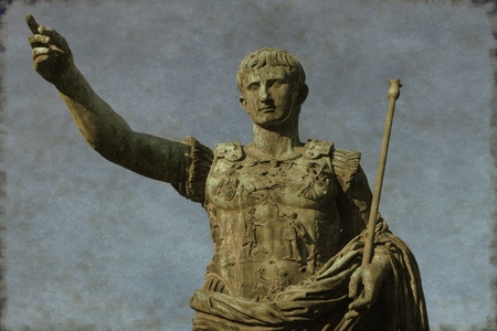 Vintage image of the Roman emperor Augustus, symbol of powerの写真素材