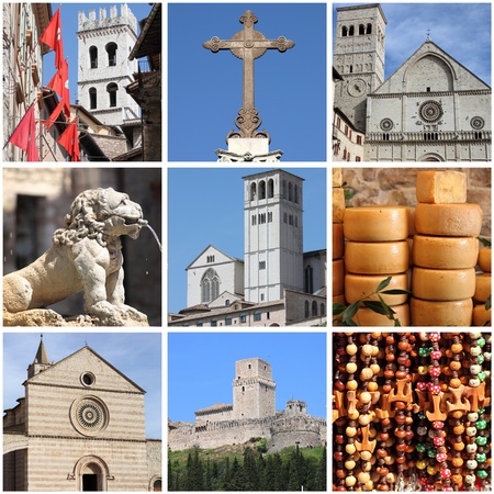 Collage of landmarks of Assisi, Italyの写真素材