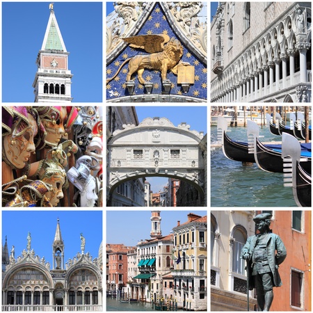 Collage of landmarks of Venice, Italyの写真素材