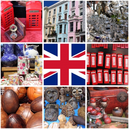 Collage of images of Portobello Road Market  London, UKの写真素材