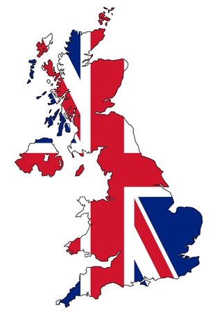 Map of UK with official flag colorsの写真素材