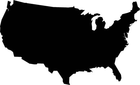 Map of USA filled with black colorの写真素材