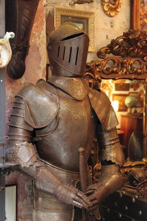 Rome, Italy - June 12, 2010  Medieval armor with bladeのeditorial素材