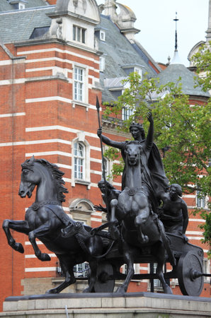 Statue of Boudicca at Westminster Bridge in London, UKのeditorial素材