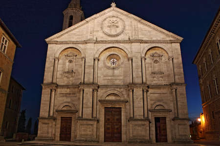 Cathedral of Pienza by night, Tuscany - HDRの写真素材